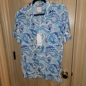 NWT Mens Sz M Ricky & Micky Paisley Short Sleeve Vacation Shirt